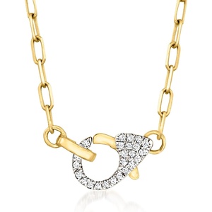 image:imageRossSimons 025 ct tw Pave Diamond Paper Clip Link Necklace in 14kt Yellow GoldDiamond