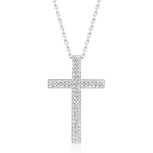 image:imageRossSimons 033 ct tw Diamond Cross Pendant Necklace in Sterling Silver 18 inches