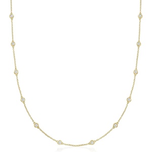 image:imageRossSimons 050 ct tw BezelSet Diamond Station Necklace in 14kt Yellow Goldyellow gold