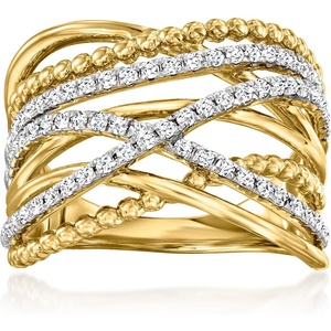 image:imageRossSimons 050 ct tw Diamond Beaded Highway Ring in 14kt Yellow GoldDiamond