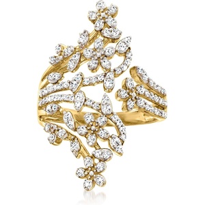 image:imageRossSimons 050 ct tw Diamond Flower Bypass Ring in 18kt Gold Over SterlingDiamond