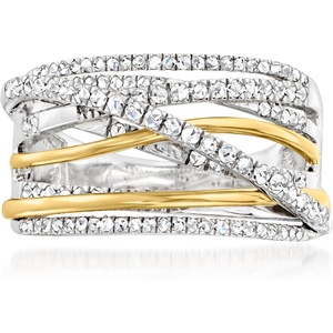 image:imageRossSimons 050 ct tw Diamond Highway Ring in Sterling Silver With 14kt Yellow GoldDiamond