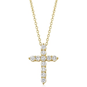 image:imageRossSimons 050 ct tw LabGrown Diamond Cross Pendant Necklace in 18kt Gold Over SterlingDiamond