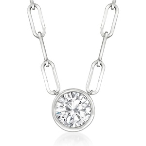 image:imageRossSimons 100 Carat BezelSet Diamond Solitaire Paper Clip Link Necklace in 14kt White GoldDiamond