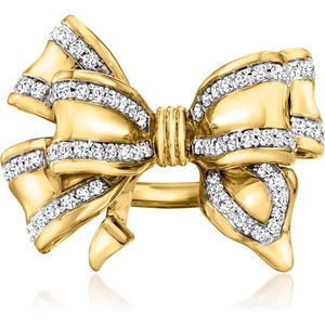 image:imageRossSimons 100 ct tw Diamond DoubleBow Ring in 18kt Gold Over SterlingDiamond