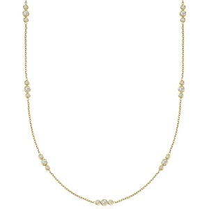 image:imageRossSimons 100 ct tw Diamond Trio Station Necklace in 14kt Yellow GoldDiamond
