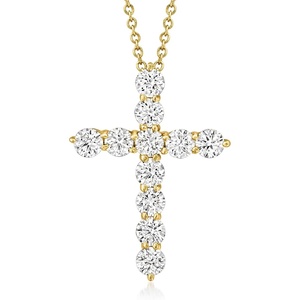image:imageRossSimons 100 ct tw LabGrown Diamond Cross Pendant Necklace in 14kt Yellow Gold 16 inches