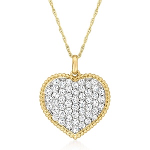 image:imageRossSimons 100 ct tw Pave Diamond Heart Pendant Necklace in 14kt Yellow GoldDiamond