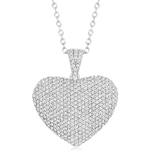 image:imageRossSimons 100 ct tw Pave Diamond Heart Pendant Necklace in Sterling SilverDiamond