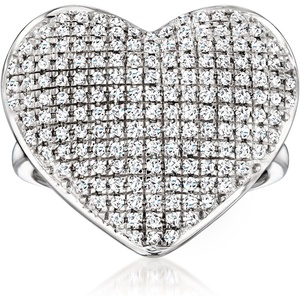 image:imageRossSimons 100 ct tw Pave Diamond Heart Ring in Sterling SilverDiamond