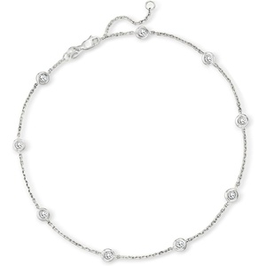 image:imageRossSimons 14kt Gold BezelSet Diamond Station AnkletWhite
