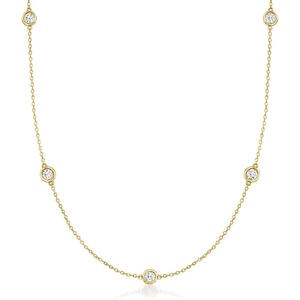 image:imageRossSimons 14kt Gold BezelSet Diamond Station Necklace 100 ct twWhite