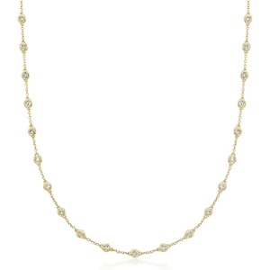 image:imageRossSimons 14kt Gold Diamond BezelSet Station NecklaceDiamond