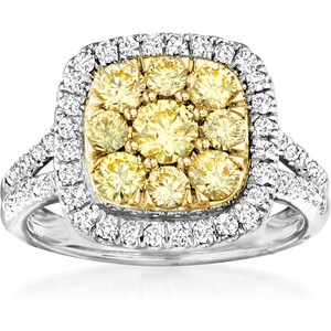 image:imageRossSimons 150 ct tw Yellow and White Diamond Ring in 14kt 2Tone GoldDiamond
