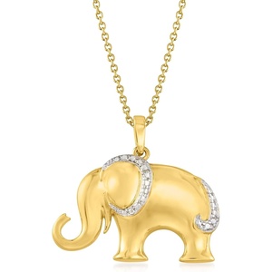 image:imageRossSimons 18kt Gold Over Sterling Silver Elephant Pendant Necklace With Single DiamondDiamond