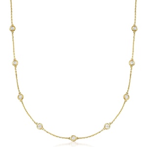 image:imageRossSimons 200 ct tw BezelSet Diamond Station Necklace in 18kt Gold Over SterlingDiamond