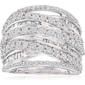 image:imageRossSimons 200 ct tw Round and Baguette Diamond Highway Ring in Sterling SilverDiamond