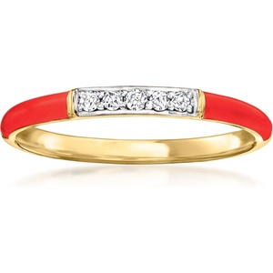 image:imageRossSimons Red Enamel Ring With Diamonds in 18kt Gold Over SterlingDiamond