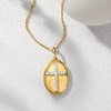 image:imageRossSimons 015 ct tw Diamond Cross Oval Pendant Necklace in 18kt Gold Over SterlingDiamond
