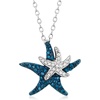 image:imageRossSimons 020 ct tw Blue and White Diamond Starfish Pendant Necklace in Sterling Silverdiamondcolored