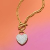 image:imageRossSimons 075 ct tw Diamond Heart Lock Toggle Necklace in 18kt Gold Over Sterling and Sterling SilverDiamond