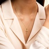 image:imageRossSimons Pure Collection 010 ct tw Diamond Cross Pendant Necklace in 14kt Yellow Gold 18 inches