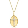 image:imageRossSimons 015 ct tw Diamond Cross Oval Pendant Necklace in 18kt Gold Over SterlingDiamond