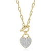 image:imageRossSimons 075 ct tw Diamond Heart Lock Toggle Necklace in 18kt Gold Over Sterling and Sterling SilverDiamond