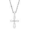 image:imageRossSimons 14kt White Gold Cross Pendant Necklace With Single Diamond 18 inches