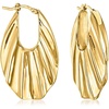 image:imageRossSimons Italian 18kt Yellow Gold Ribbed Hoop Earrings