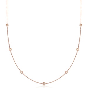 image:imagePure Collection by RossSimons 020 ct tw Diamond Station Necklace in 14kt Rose GoldDiamond