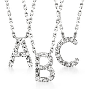 image:imagePure Collection by RossSimons Diamond Initial Necklace in Sterling Silver16inch J