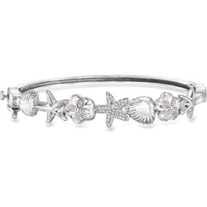 image:imageRossSimons 010 ct tw Diamond Sea Life Bangle Bracelet in Sterling SilverDiamond