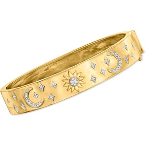 image:imageRossSimons 015 ct tw Diamond Celestial Bangle Bracelet in 18kt Gold Over SterlingDiamond