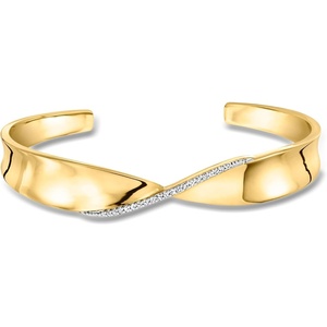 image:imageRossSimons 015 ct tw Diamond Twisted Cuff Bracelet in 18kt Gold Over SterlingDiamond