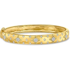 image:imageRossSimons 020 ct tw Diamond Cluster Bangle Bracelet in 18kt Gold Over SterlingDiamond