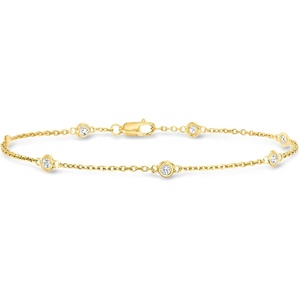 image:imageRossSimons 025 ct tw BezelSet Diamond Station Bracelet in 18kt Gold Over SterlingDiamond