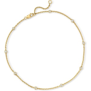 image:imageRossSimons 025 ct tw Diamond Anklet in 18kt Gold Over Sterling 9 inches