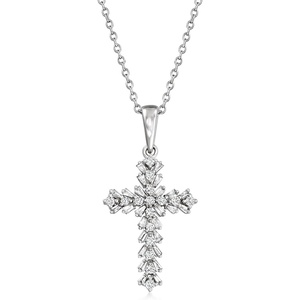 image:imageRossSimons 025 ct tw Diamond Cross Pendant Necklace in 14kt White GoldDiamond