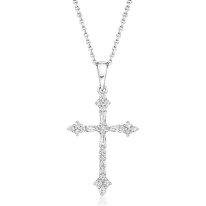 image:imageRossSimons 025 ct tw Diamond Gothic Cross Pendant Necklace in 14kt White GoldDiamond