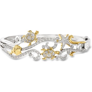 image:imageRossSimons 025 ct tw Diamond Sea Life Bangle Bracelet in 2Tone Sterling SilverDiamond