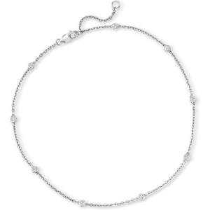 image:imageRossSimons 025 ct tw Diamond Station Anklet in Sterling Silver 9 inches