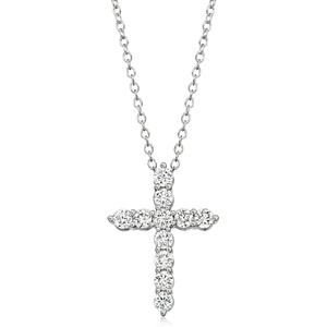image:imageRossSimons 050 ct tw LabGrown Diamond Cross Pendant Necklace in Sterling SilverDiamond