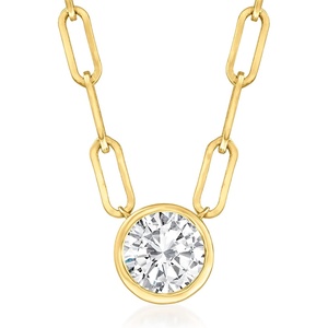image:imageRossSimons 100 Carat BezelSet Diamond Solitaire Paper Clip Link Necklace in 14kt Yellow GoldDiamond