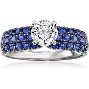 image:imageRossSimons 100 Carat LabGrown Diamond Ring With 90 ct tw Sapphires in 14kt White GoldDiamond