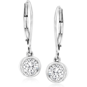 image:imageRossSimons 100 ct tw BezelSet Diamond Drop Earrings in 14kt White Gold