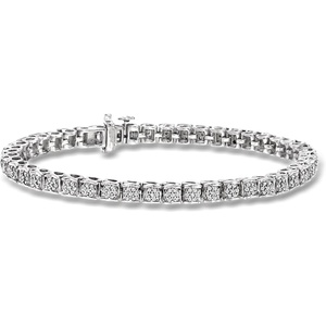 image:imageRossSimons 100 ct tw Diamond Cluster Tennis Bracelet in Sterling SilverDiamond
