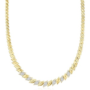 image:imageRossSimons 100 ct tw Diamond Leaf Collar Necklace in 18kt Gold Over SterlingDiamond