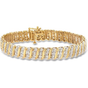 image:imageRossSimons 100 ct tw Diamond Link Bracelet in 18kt Gold Over SterlingDiamond
