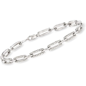 image:imageRossSimons 100 ct tw Diamond Paper Clip Link Bracelet in Sterling SilverDiamond